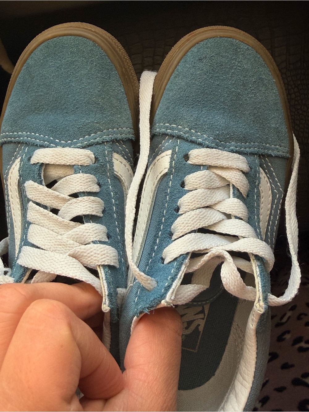 Vans Kids Teal Suede Low-Top Sneakers with White Stripe